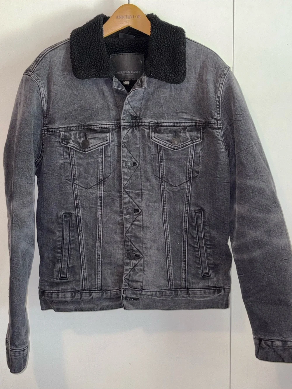 Black Denim Sherpa Jacket
